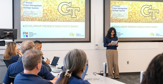Scholarship winner Natalie Joseph shared her winning essay with members of PMI Atlanta.